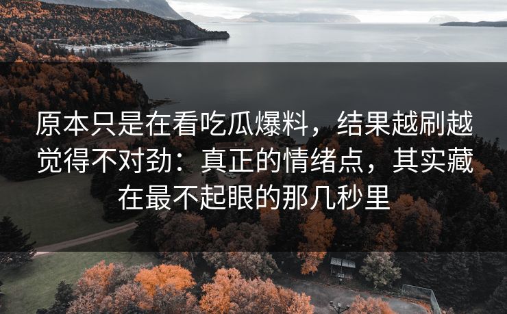 原本只是在看吃瓜爆料，结果越刷越觉得不对劲：真正的情绪点，其实藏在最不起眼的那几秒里