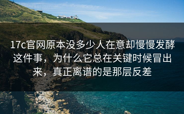 17c官网原本没多少人在意却慢慢发酵这件事，为什么它总在关键时候冒出来，真正离谱的是那层反差