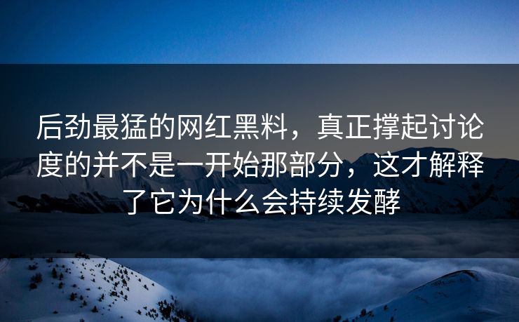 后劲最猛的网红黑料，真正撑起讨论度的并不是一开始那部分，这才解释了它为什么会持续发酵  第1张