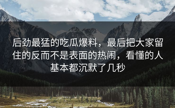 后劲最猛的吃瓜爆料，最后把大家留住的反而不是表面的热闹，看懂的人基本都沉默了几秒  第1张