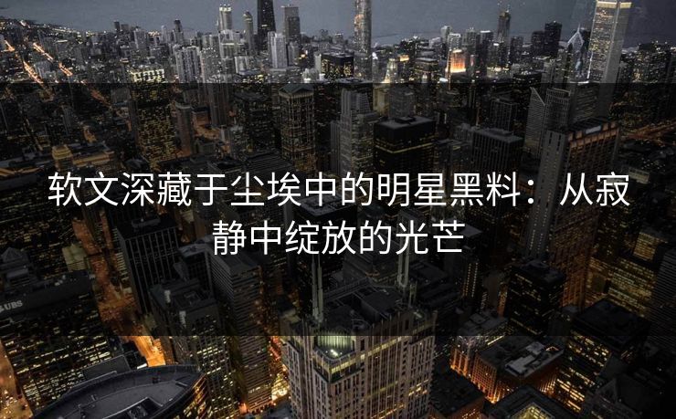 软文深藏于尘埃中的明星黑料：从寂静中绽放的光芒