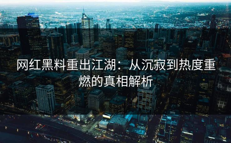 网红黑料重出江湖：从沉寂到热度重燃的真相解析