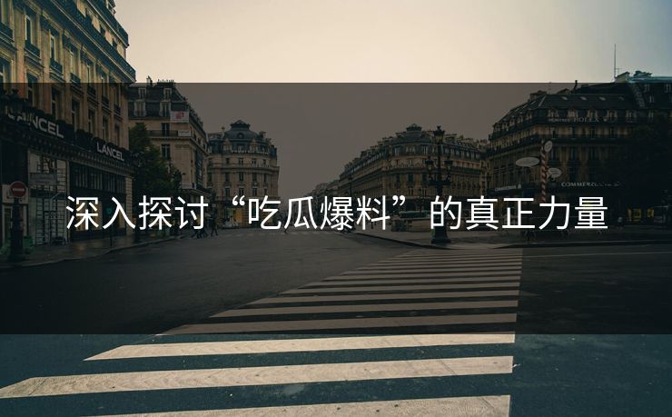 深入探讨“吃瓜爆料”的真正力量