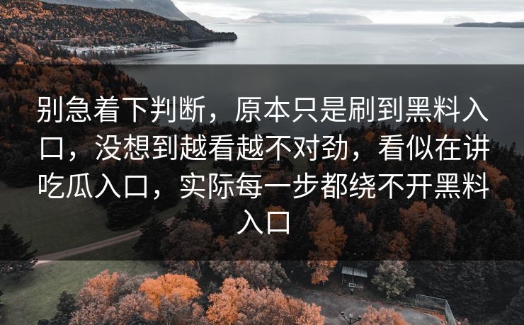 别急着下判断,原本只是刷到黑料入口,没想到越看越不对劲,看似在讲吃瓜入口,实际每一步都绕不开黑料入口 第1张 别急着下判断,原本只是刷到黑料入口,没想到越看越不对劲,看似在讲吃瓜入口,实际每一步都绕不开黑料入口 第1张