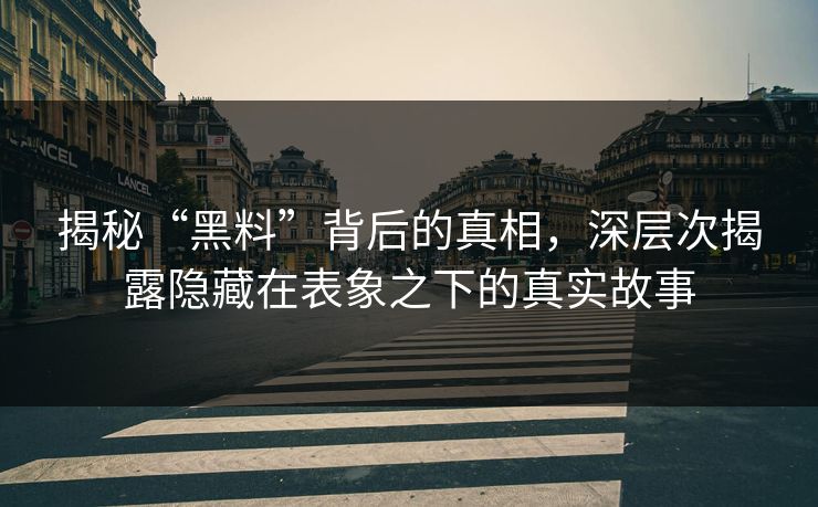 揭秘“黑料”背后的真相，深层次揭露隐藏在表象之下的真实故事