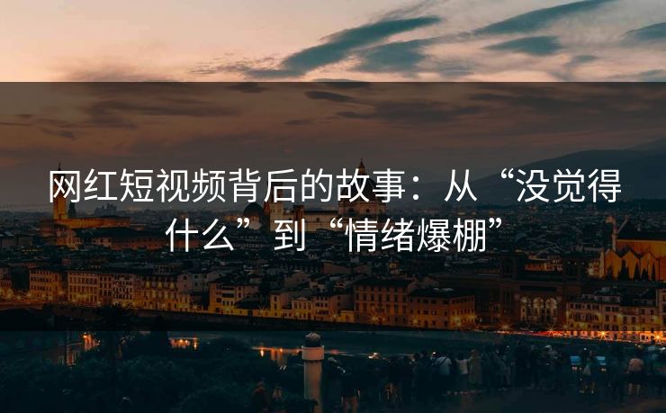 网红短视频背后的故事：从“没觉得什么”到“情绪爆棚”